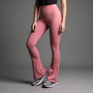 Leggings athlétiques évasés personnalisés pour femmes taille haute Compression Gym Yoga Fitness Wear respirant tricoté tissu Stretch pantalon - Product Image 5