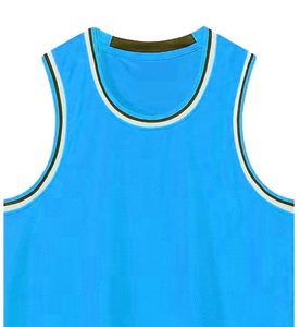 Unisex Blue Polyester Mesh Basketball Jersey Sleeveless Round Neck Moisture Wicking Sublimated Print Adults Regular Fit - Product Image 3