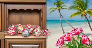Ornate Red Floral <b>Ceramic</b> <b>Knobs</b> Hand Painted Pulls for Cabinets & Cupboards for Bedroom Bathroom Living Room - Product Image 4