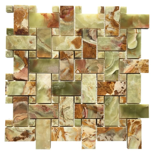 Multi Green Onyx Collection Natural Stone, Multi Green Onyx Polished Mosaics Mesh Tiles, Tuile d'onyx vert foncé - Product Image 3