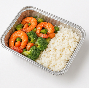 Caja de embalaje de papel de aluminio de grado alimenticio para barbacoa desechable de 410 ML, contenedor de papel de aluminio para hornear alimentos - Product Image 1