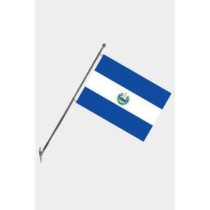 El Salvador Wall-Mounted Telescopic Flagpole <b>Set</b> with Digital Printed Polyester Banners - Product Image 1