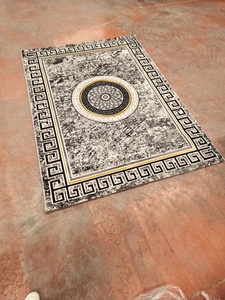Tapis Adiva en polyester turc, tissé jacquard, à poils longs, fabriqué à la machine, rembourré, réversible, résistant aux taches, avec dos antidérapant - Product Image 2