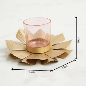 โลหะยอดนิยมทองโลตัสดอกชาน้ําเชิงเทียนพร้อมไฟกระจกขนาดเล็กสําหรับตกแต่งบ้านรอมฎอนผู้ถือ Tealight - Product Image 6