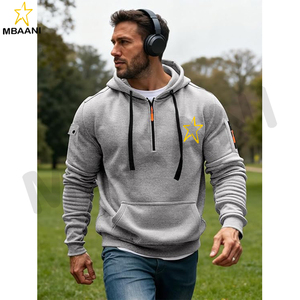 Multiple athletic <b>fleece</b> pullover options are available that combine a hoodie, <b>quarter</b>-<b>zip</b>, and kanga pocket. - Product Image 4