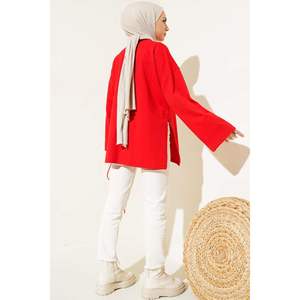 Double Sleeve <b>Rope</b> <b>Laced</b> Tunic Red - Product Image 1