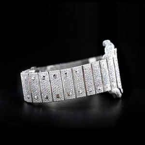 Mejor calidad VVS Clarity Lab Grown Moissanite Diamond Tachonado Reloj automático Banda de acero inoxidable de lujo Distribuidor al por mayor - Product Image 2