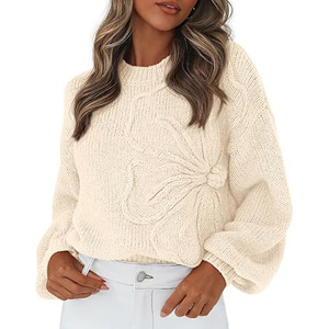 Sweat-shirt à manches longues pour femmes coupe ample design minimaliste haut surdimensionné élégant pour la mode hivernale - Product Image 1