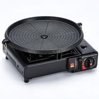 Ensemble de réchaud à gaz butane portable, plaque de cuisson ronde antiadhésive de 32 cm, facile à nettoyer, kit de cuisine pour pique-nique en plein air