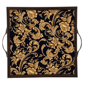 Plateau de service rectangulaire de luxe avec motif, en bois de manguier fait main, pour étiquetage privé - Product Image 5