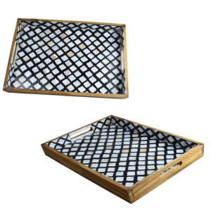 Bandeja de servicio de madera de diseño cuadrado de color, lo mejor para la decoración del hogar, diseño de servicio de comida en interiores, bandeja Natural - Product Image 5