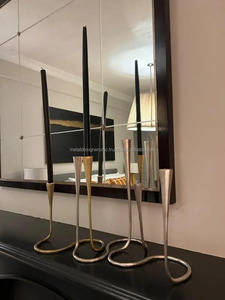 Wrought Iron Silver & <b>Gold</b> Metal <b>Candlestick</b> <b>Holder</b> with Swirl Design for Home & Christmas Decor for Gifts - Product Image 5