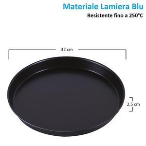 Set di 2 pentole per Pizza in metallo antiaderente da 32cm con bordo basso 250 cottura anche resistente BPA strumenti per Pizza di origine italiana - Product Image 2