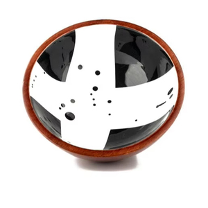 Tazón de Madera Natural Ecológico Accia, con Intrincado Estampado de Esmalte, Apto para Lavavajillas, Elegante Centro de Mesa para Salas de Estar y Comedor - Product Image 1