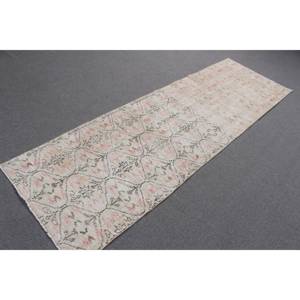 Vintage 2.8x9 ft Rug, Runner Turkish Rug, <b>Brown</b> Bordered <b>Wool</b> Rug - Product Image 4