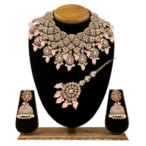 <b>Wedding</b> Floral Choker, Bridal Choker <b>Set</b>, Dulhan Floral Choker , Reverse AD Jewelry , Mehandi Plated ,Designer Jewelry - Product Image 1