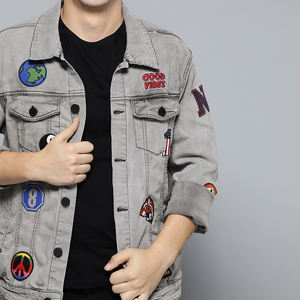 PromotionBulk Cantidad Casual Wear Manga Larga Hombres Chaqueta de mezclilla/Invierno Cálido Color sólido Hombres Chaqueta de mezclilla para la venta - Product Image 2