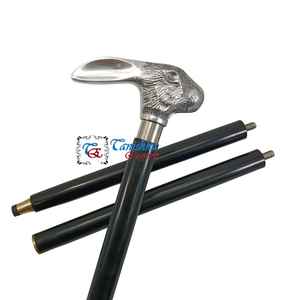 Aluminum Nickel Plated <b>Rabbit</b> Handle Black 3 Fold Adjustable Wooden Walking Stick Hiking Camping <b>Gift</b> Item for Old Men & Women - Product Image 3