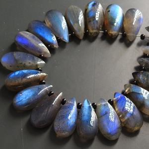 Nueva llegada en forma de lágrima labradorita cuentas de piedra de cristal azul efecto de fuego llamativo suave venta al por mayor suministros de joyería - Product Image 1