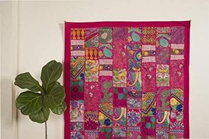 ที่แขวนติดผนังผ้าคอตตอนอินเดียงานเย็บปะติดผนังตกแต่งห้องตกแต่งบ้านด้วยเอกลักษณ์ตกแต่งผนังสไตล์โบฮีเมียน - Product Image 3