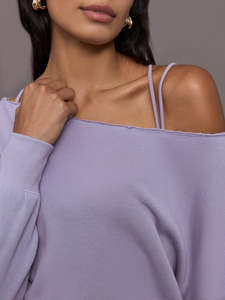 Sudadera de felpa francesa de algodón de gran tamaño personalizada 2024 para mujer, ropa de invierno larga bordada en blanco Lisa transpirable con hombros descubiertos - Product Image 4