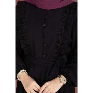 Robe Hijab Africaine Écologique pour Femmes Noires avec Bordure en Dentelle Élégante et Ceinture Manches Longues - Product Image 5