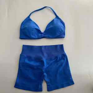 Top cintura alta entrenamiento Scrunch pantalones cortos conjunto deportivo Fitness ropa deportiva conjuntos de mujer 2 piezas conjunto mujer Yoga traje gimnasio sin costuras - Product Image 5