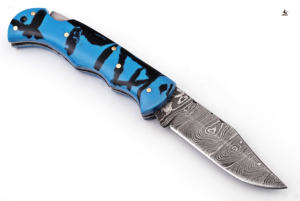 Offre Spéciale personnalisé fait à la main en acier damas couteau de poche pliant en cuir manche en bois beaux couteaux de Camping en plein air Support OEM - Product Image 2