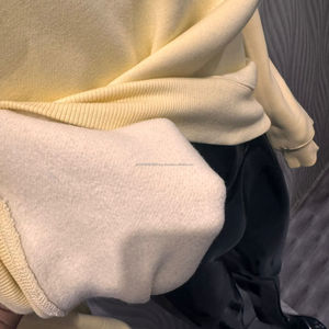 Col montant sur mesure sérigraphié brodé en coton polaire confortable chaud poids lourds sweats couleur crème 450 GSM - Product Image 6