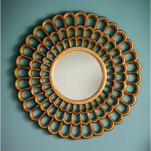 Luxurious Modern Metal & <b>Wood</b> Decorative <b>Mirror</b> with Handmade Detailing Eco-friendly Wedding <b>Wall</b> Art for Home & Hotel - Product Image 2