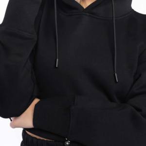 เสื้อฮู้ดครอปท็อปสตรี สไตล์สตรีทแวร์ สำหรับฤดูใบไม้ร่วงและฤดูหนาว ทรงโอเวอร์ไซส์ สวมใส่สบาย ผลิตจากผ้าฝ้ายฟลีซ 100% - Product Image 5