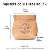 Porte-monnaie en cuir vintage fait main avec motif soleil en relief, pochette porte-clés unisexe personnalisée, fermeture compacte à pression, usage quotidien