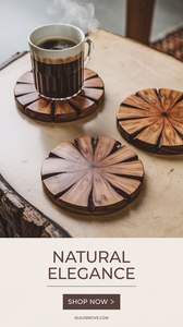 Sous-verres décoratifs en bois faits à la main, protection de table de qualité supérieure - Product Image 6