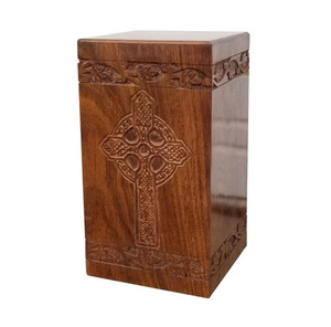 Wooden Rectangle <b>Urn</b> With Celtic Cross Design For Pet Ashes Cremation <b>Urn</b> - Product Image 2