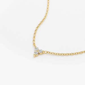 Minimaliste 14K Gold Cut Diamond Trio Cluster Collier Tous Les Jours Porter Femmes Trois Pierre Pendentif Bijoux - Product Image 4