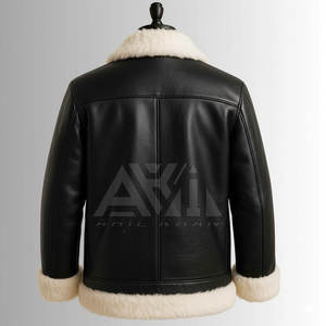 Chaqueta Bomber de Piel de Oveja para Hombre, Estilo Aviador, con Cuello de Piel, Ropa de Invierno, OEM ODM - Product Image 5