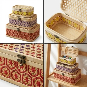 Viettimecraft Bamboo <b>Gift</b> <b>Hamper</b> Box Set Handwoven Storage Box Lid Eco-Friendly <b>Gift</b> Packaging for Ramadan Indoor Use Wholesale - Product Image 3