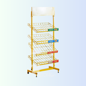 Estante de exhibición de aperitivos de metal de 4 niveles ADONG A43 | Estante minorista con logotipo personalizado para uso en supermercados | Fábrica de OEM en Vietnam - Product Image 1