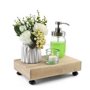 Plateau en bois de la meilleure qualité de couleur marron riche avec une forme ronde élégante et une finition lisse, idéal pour servir et exposer des articles - Product Image 4