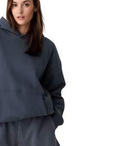 Sweat à capuche en molleton bleu acier pour femme, surdimensionné, décontracté, chaud, avec capuche, doux, pour l'hiver, style poche kangourou - Product Image 2