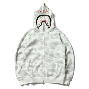 2023OEM Wholesale Custom Sweatshirts Zipper Hoodie Casual Full Zip Up Plus Size Men's Hoodie Bape Shark Hoodies