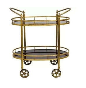 Chariot de bar de qualité supérieure Table de meubles d'hôtels Chariot à vin à la mode sur étagère en verre de support de stockage de roue. - Product Image 5