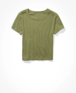 T-shirt court personnalisé en coton surdimensionné, couleur unie vierge, sans ajustement, haut court, t-shirts athlétiques, en spandex, pour la gym, respirant pour femmes - Product Image 4