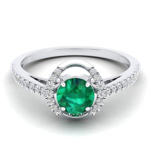 Vente directe d'usine REYES, bagues halo en or rose massif 14 carats avec émeraude verte, pour femmes, certifiées GRA, bijoux fins en moissanite - Product Image 5