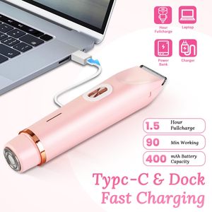 Tondeuse électrique double tête étanche IPX7 pour femme, sans fil, utilisation humide et sèche, tondeuse bikini, rasoir corporel USB - Product Image 4