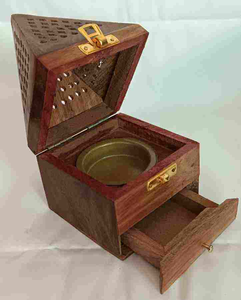 Wooden Bakhoor <b>Burner</b> with Intricate Laser Design Handmade Non-Electric for Budget-Friendly Home Fragrance - Product Image 6