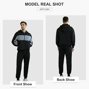 Fitness Training Hooded Neck Top Set Vêtements de sport pour hommes Full Zip Warm Survêtement Ensemble de sport Casual Sweat Suit Jogger Sets - Product Image 6