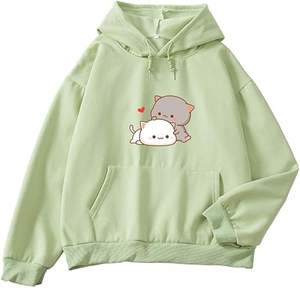 เสื้อฮู้ดดี้ผู้หญิงปี 2024 พิมพ์ลายตัวอักษรขนาดใหญ่ สกรีนโลโก้ตามสั่ง ทรงโอเวอร์ไซส์ ไหล่ตก ผ้าฟลีซคอตตอน สไตล์ลำลอง ไม่มีเชือก - Product Image 4