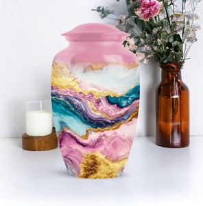 โกศบรรจุอัฐิสีสันสดใส ดีไซน์แบบนามธรรม เป็นมิตรกับสิ่งแวดล้อม ปรับแต่งได้ สำหรับบรรจุอัฐิของมนุษย์ ผู้ใหญ่ หรือแม่ (ขนาด 10 นิ้ว ความจุ 220 คิวบิกอินช์) - Product Image 2