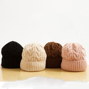 Gorro de lana 100% con puños, gorros de invierno cálidos unisex, gorro suave, transpirable, acogedor, elástico, tejido con puños, Jacquard - Product Image 2